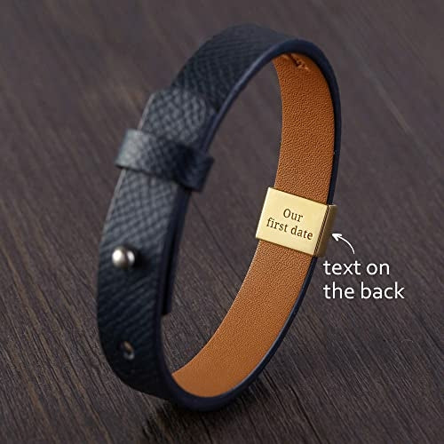 Custom Leather Bracelet Roman Numerals, Personalized Gifts for Boyfriend